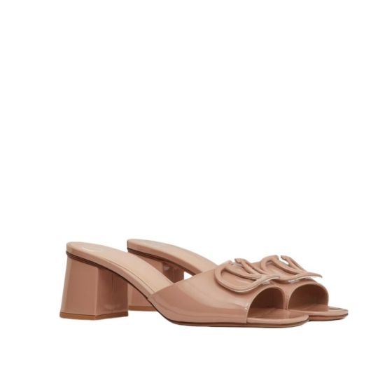 Valentino VLOGO SIGNATURE PATENT LEATHER SLIDE SANDAL 