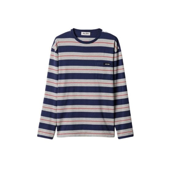 MIU MIU Long-sleeved cotton jersey T-shirt