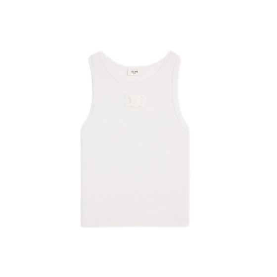 Celine triomphe tank top in ribbed silk jersey