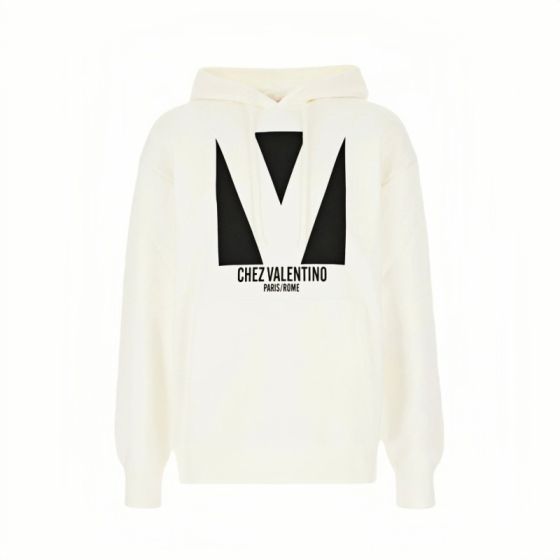 COTTON HOODED SWEATSHIRT WITH CHEZ VALENTINO PRINT