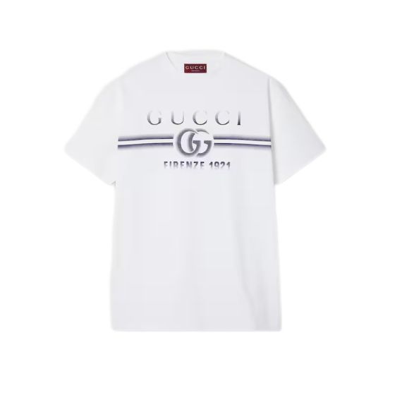 Cotton jersey T-shirt with Gucci print