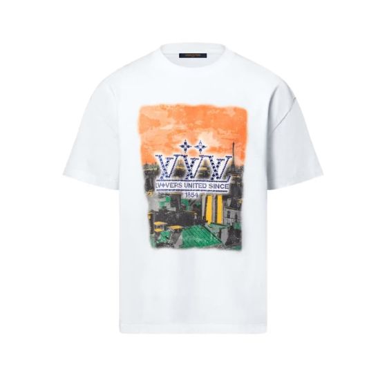 LV Embellished Graphic Cotton T-Shirt