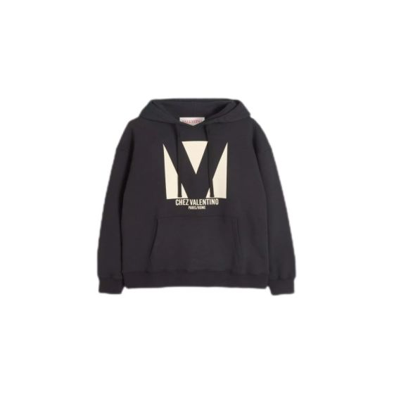 COTTON HOODED SWEATSHIRT WITH CHEZ VALENTINO PRINT