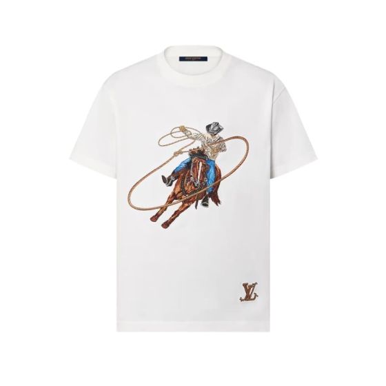 LV Short-Sleeved Embroidered Cotton T-Shirt