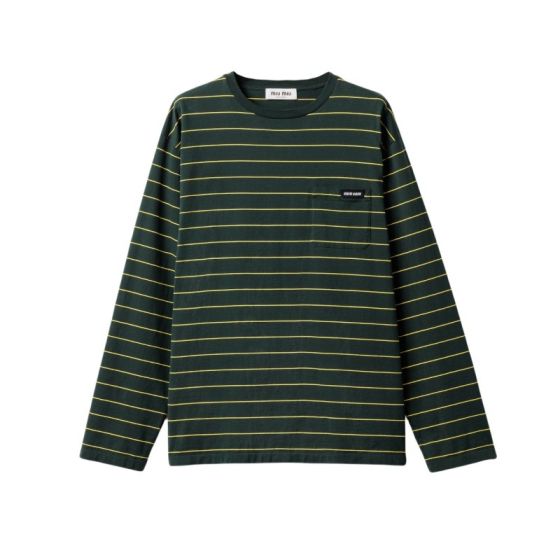 MIU MIU Long-sleeved cotton jersey T-shirt