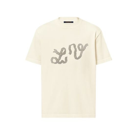 LV Embellished Short-Sleeved Cotton Crewneck