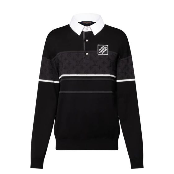 LV Monogram Jacquard Long-Sleeved Polo Shirt