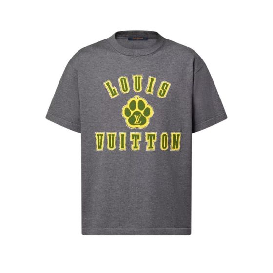 LV Embellished Short-Sleeved Cotton Crewneck
