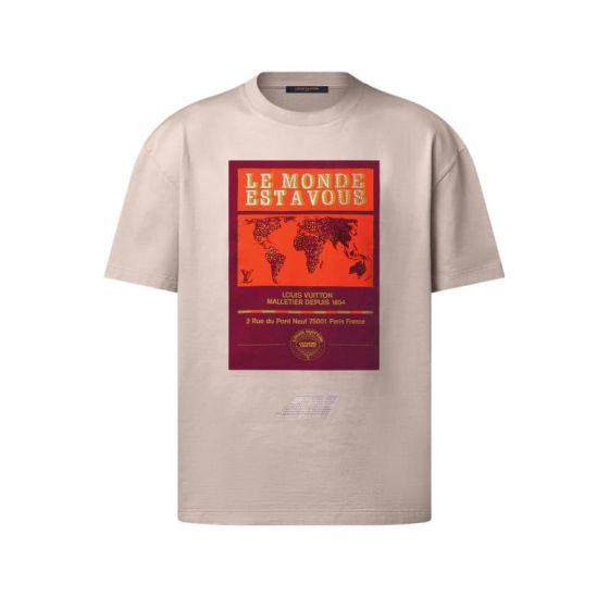 LV Embellished Graphic Cotton T-Shirt