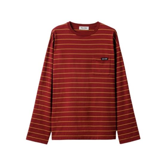 MIU MIU Long-sleeved cotton jersey T-shirt
