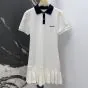 MIU MIU Pleated cotton piqué mini-dress