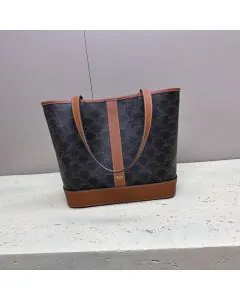 Celine SMALL CABAS IN TRIOMPHE CANVAS AND CALFSKIN