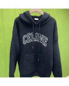celine hooded sweater in ribbed wool