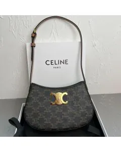 Celine MEDIUM TILLY BAG IN TRIOMPHE CANVAS AND CALFSKIN