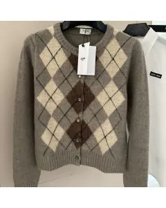 Celine cardigan in argyle alpaca wool