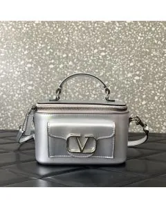 Valentino MINI VALENTINO GARAVANI LOCÒ HANDBAG IN METALLIC CALFSKIN