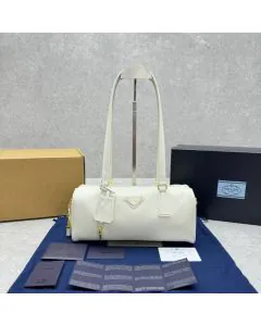 Prada Medium leather top-handle bag with padlock