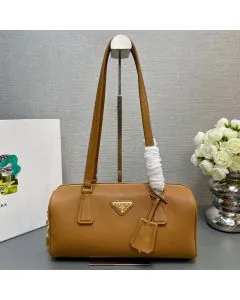 Prada Medium leather top-handle bag with padlock