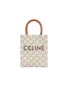 MINI VERTICAL CABAS IN TRIOMPHE CANVAS AND CALFSKIN WITH CELINE PRINT