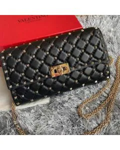 Valentino ROCKSTUD SPIKE NAPPA LEATHER CROSSBODY CLUTCH BAG