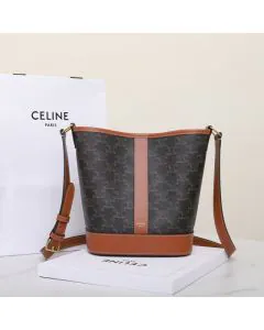 Celine SMALL BUCKET IN TRIOMPHE CANVAS AND CALFSKIN