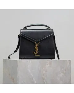 YSL CASSANDRA Mini top handle bag in grain de poudre embossed leather
