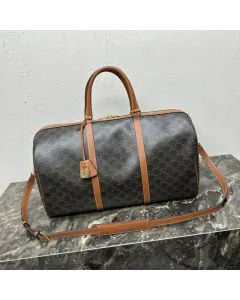 Celine LARGE TRAVEL BAG IN TRIOMPHE CANVAS AND CALFSKIN