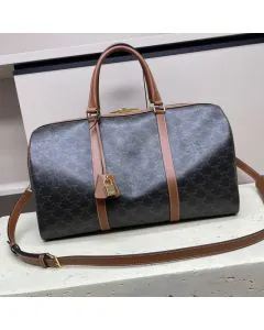 Celine MEDIUM TRAVEL BAG IN TRIOMPHE CANVAS AND CALFSKIN