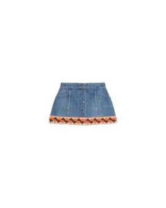 Valentino DENIM SKIRT WITH JACQUARD TRIMS