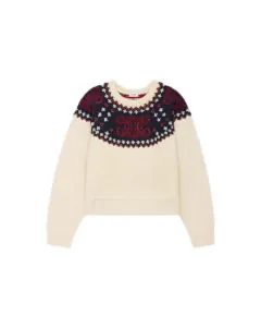 Celine embroidered crew neck sweater in fair isle wool