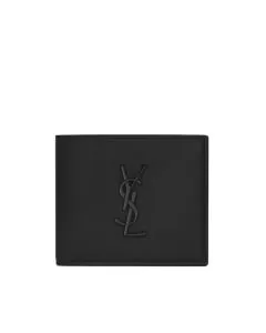 YSL CASSANDRE East/West wallet in grain de poudre leather