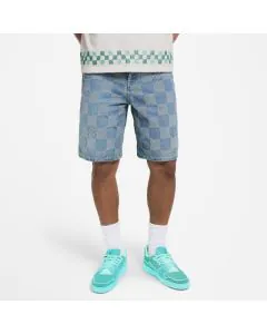 LV Damier 3D Light Denim Shorts
