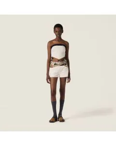 MIU MIU Denim and leather bandana top