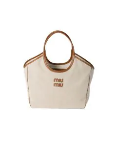 MIU MIU IVY canvas and leather tote bag