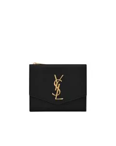 YSL UPTOWN Compact wallet in grain de poudre leather