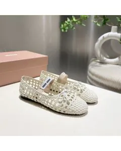 MIU MIU Woven nappa leather ballerinas