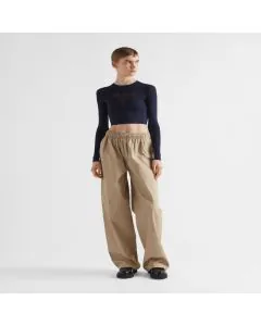 Prada Cropped silk sweater with logo