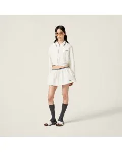 MIU MIU Bonded piqué and technical jersey blouson jacket