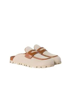 MIU MIU Canvas and leather mules