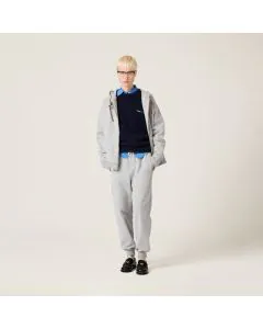 MIU MIU Cotton fleece pants with leather trim