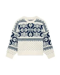 Celine crew neck sweater in fair isle wool and cashmere