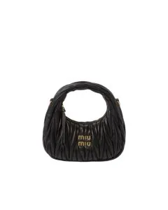 MIU MIU Wander matelassé nappa leather hobo mini-bag