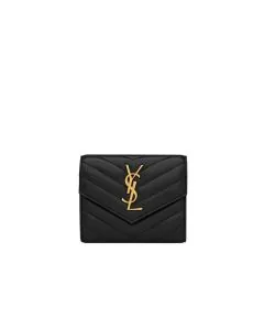 YSL CASSANDRE MATELASSÉ compact tri fold wallet in LAMBSKIN