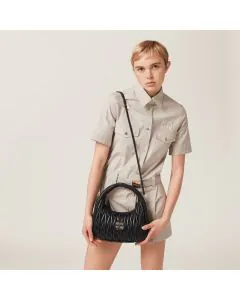 MIU MIU Wander matelassé nappa leather hobo bag