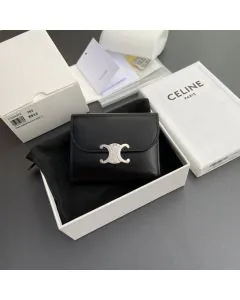 Celine SMALL FLAP WALLET TRIOMPHE IN SHINY CALFSKIN