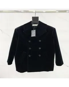 YSL Cassandre Peacoat in Cotton Velvet