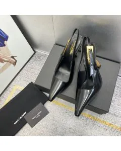 YSL LEE SLINGBACK PUMPS IN GLAZED LEATHER