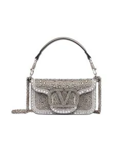 SMALL VALENTINO GARAVANI LOCÒ SHOULDER BAG WITH RHINESTONES