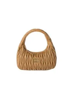 MIU MIU Wander matelassé nappa leather hobo bag