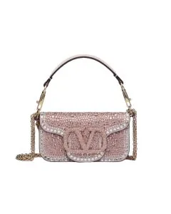 SMALL VALENTINO GARAVANI LOCÒ SHOULDER BAG WITH RHINESTONES